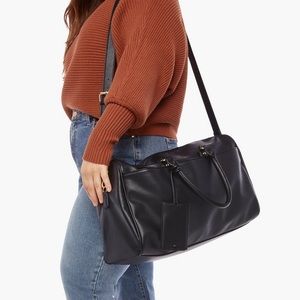 JustFab Zippered Weekender Black Leather Bag